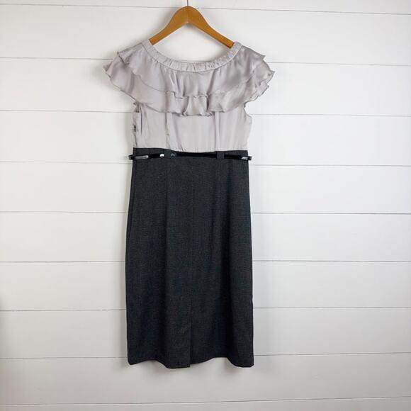 AB Studio Grey Charcoal Belted Zipper Sleeveless Dress‎ Sz 6 - Picture 3 of 9